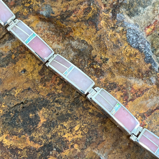 David Rosales Make Me Blush Inlaid Sterling Silver Big Link Bracelet