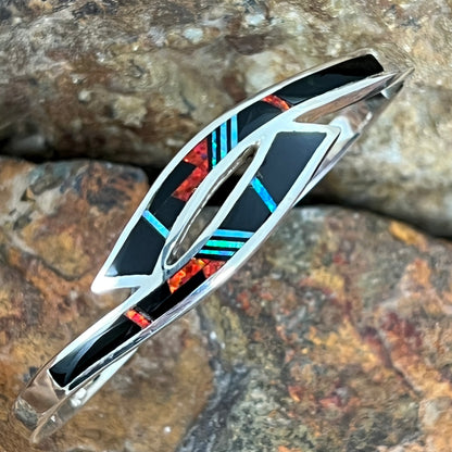 David Rosales Red Moon Inlaid Sterling Silver Bracelet