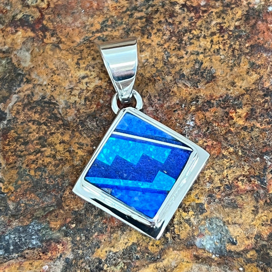 David Rosales Blue Sky Inlaid Sterling Silver Pendant