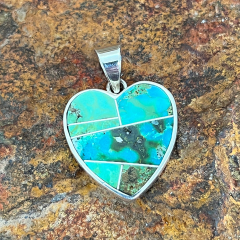 David Rosales Sonoran Gold Inlaid Sterling Silver Pendant Heart