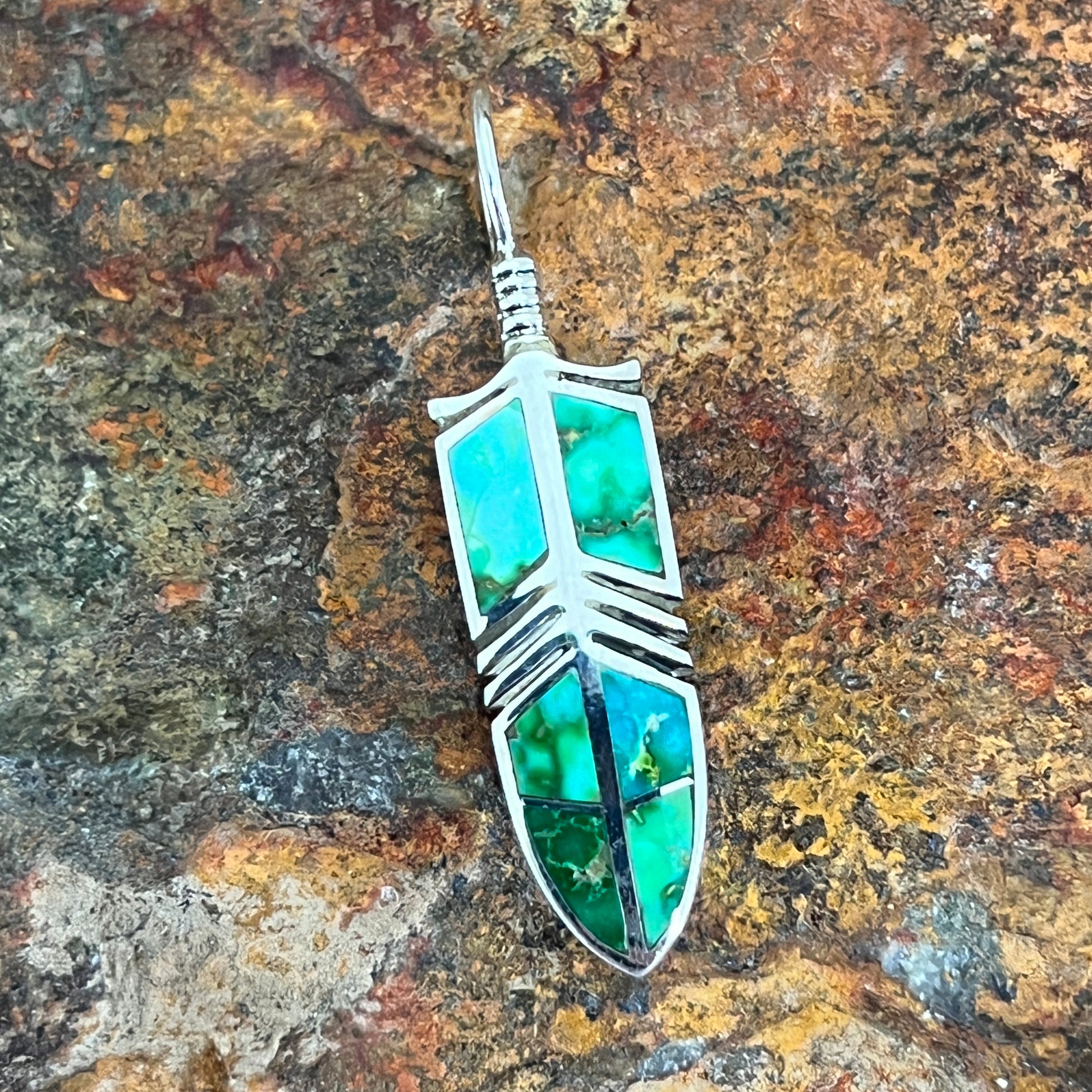 David Rosales Sonoran Gold Inlaid Sterling Silver Pendant