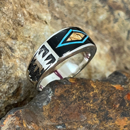 David Rosales Turquoise Creek Fancy Inlaid Sterling Silver Ring