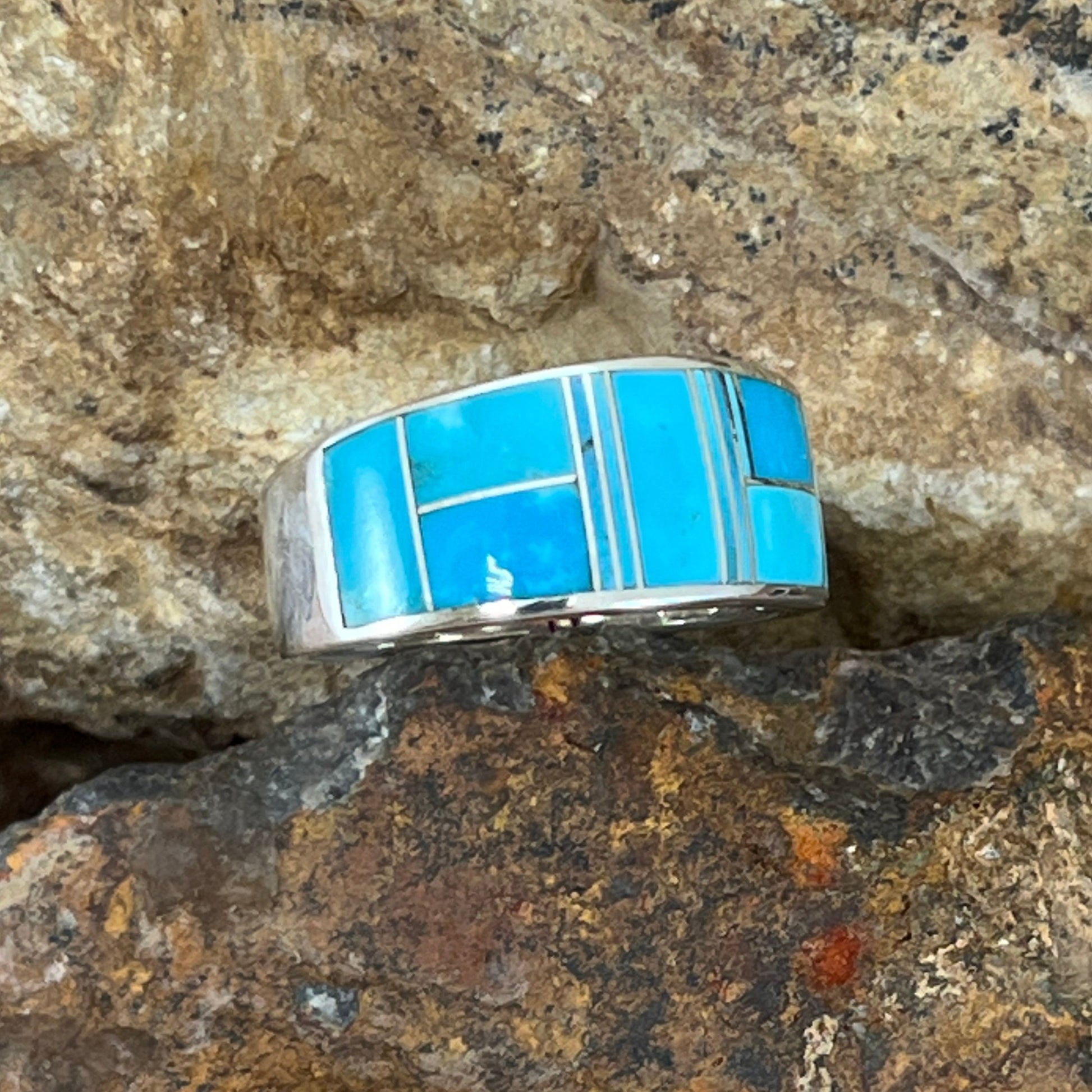 David Rosales Arizona Blue Inlaid Sterling Silver Ring