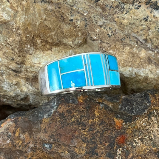 David Rosales Arizona Blue Inlaid Sterling Silver Ring