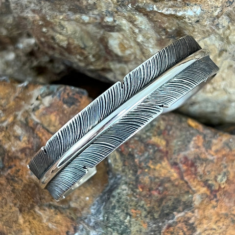 Sterling Silver Feather Cuff Bracelet by Jon Nelson