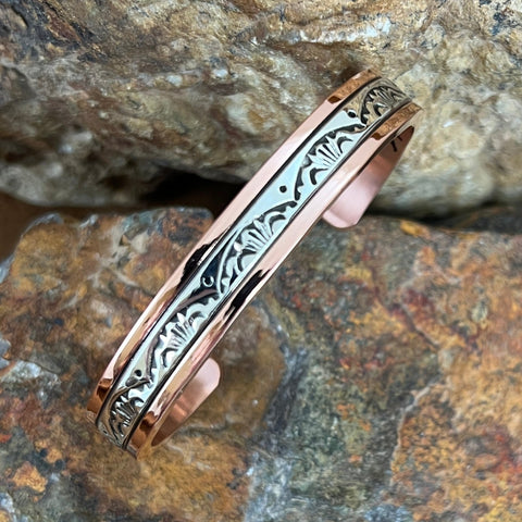 3/8" Sterling Silver Copper Cuff Bracelet 6 1/2" Wrist By Sylvana Apache