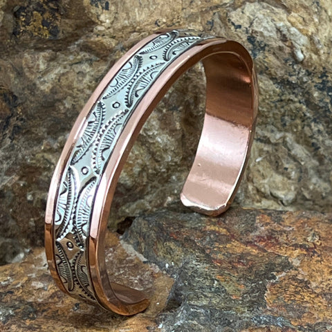 1/2" Sterling Silver Copper Bracelet By Sylvana Apache -- 7 1/4" Wrist
