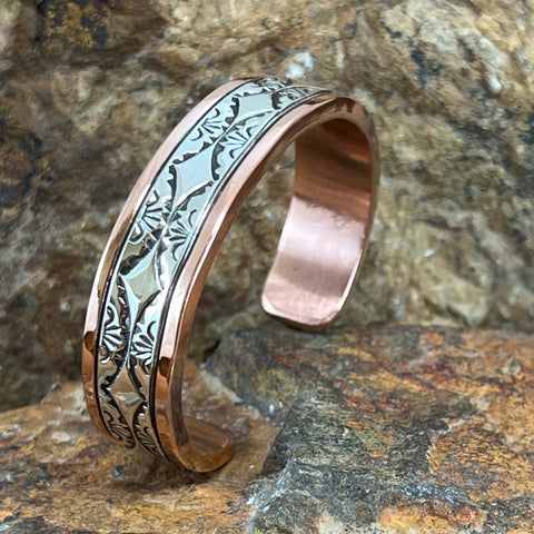 1/2" Sterling Silver Copper Bracelet By Sylvana Apache -- 6" Wrist