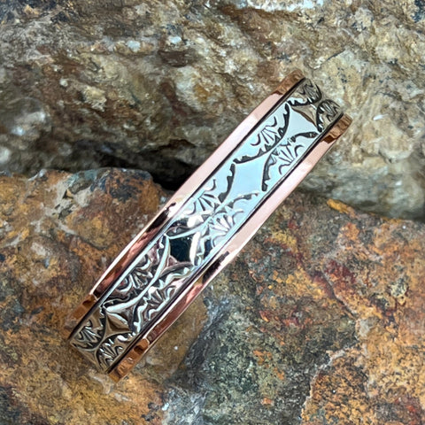 1/2" Sterling Silver Copper Bracelet By Sylvana Apache -- 6" Wrist