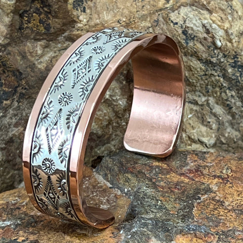 3/4" Sterling Silver Copper Bracelet By Sylvana Apache - 7 1/4" Wrist