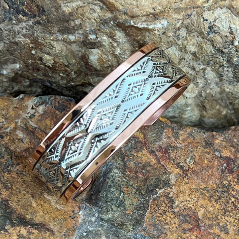 3/4" Sterling Silver Copper Bracelet By Sylvana Apache - 6" Wrist