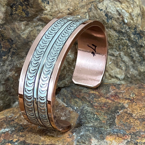 3/4" Sterling Silver Copper Bracelet By Sylvana Apache - 7" Wrist