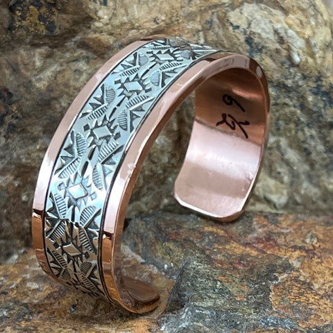 3/4" Sterling Silver Copper Bracelet By Sylvana Apache - 6 1/2" Wrist