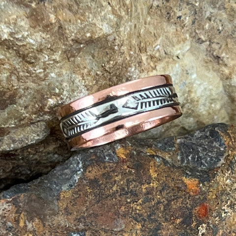 Sterling Silver & Copper Ring By Sylvana Apache Size 10
