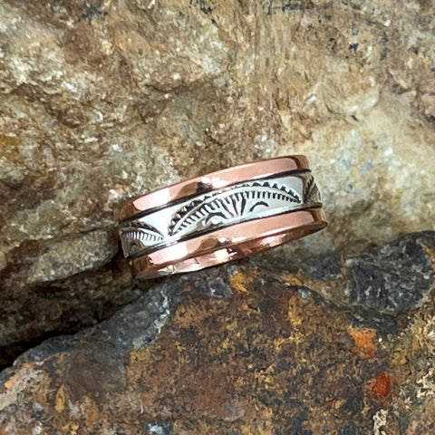 Sterling Silver & Copper Ring By Sylvana Apache Size 8.75