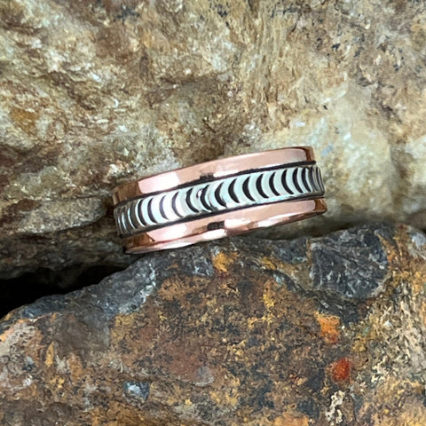 Sterling Silver & Copper Ring By Sylvana Apache Size 11.75