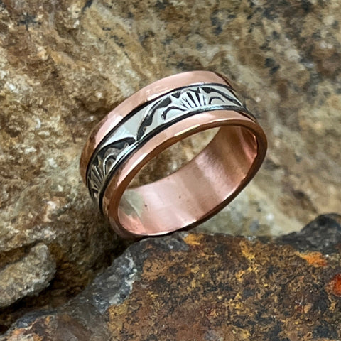 Sterling Silver & Copper Ring By Sylvana Apache Size 9