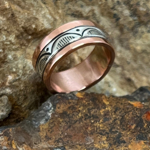 Sterling Silver & Copper Ring By Sylvana Apache Size 6.75