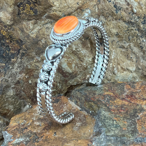 Spiny Oyster Sterling Silver Bracelet by Artie Yellowhorse