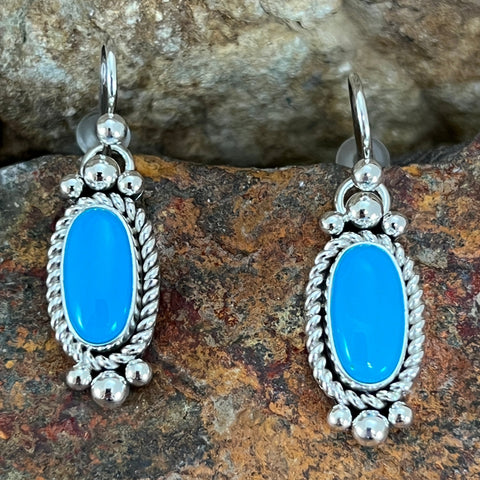 Sleeping Beauty Turquoise Sterling Silver Earrings by Artie Yellowhorse