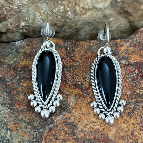Black Onyx Sterling Silver Earrings by Artie Yellowhorse