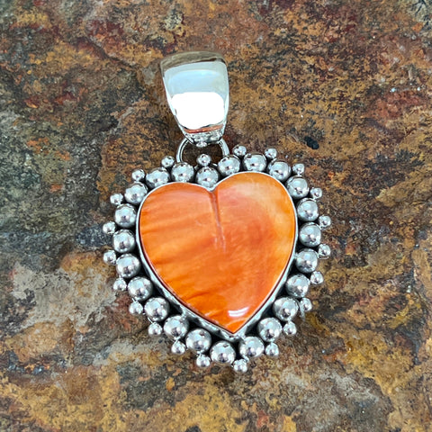Spiny Oyster Sterling Silver Pendant by Artie Yellowhorse Heart