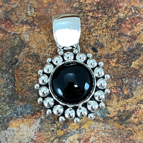 Black Onyx Sterling Silver Pendant by Artie Yellowhorse
