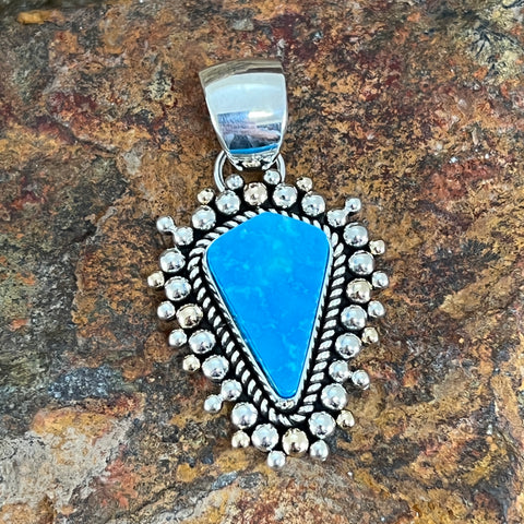 Mineral Park Kingman Turquoise Sterling Silver 14KT Pendant by Artie Yellowhorse