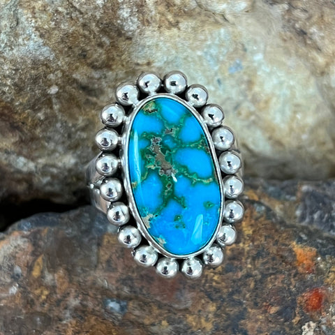 Sonoran Gold Turquoise Sterling Silver Ring by Artie Yellowhorse Size 7