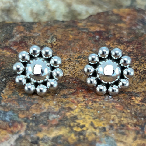 Traditional Sterling Silver Earrings by Artie Yellowhorse
