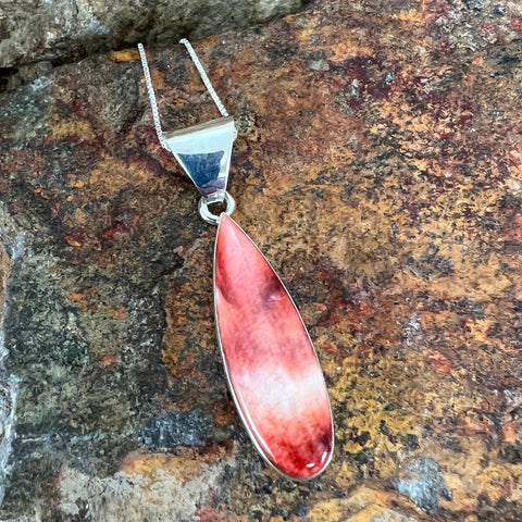 Orange Spiny Oyster Sterling Silver Pendant by Cathy Webster
