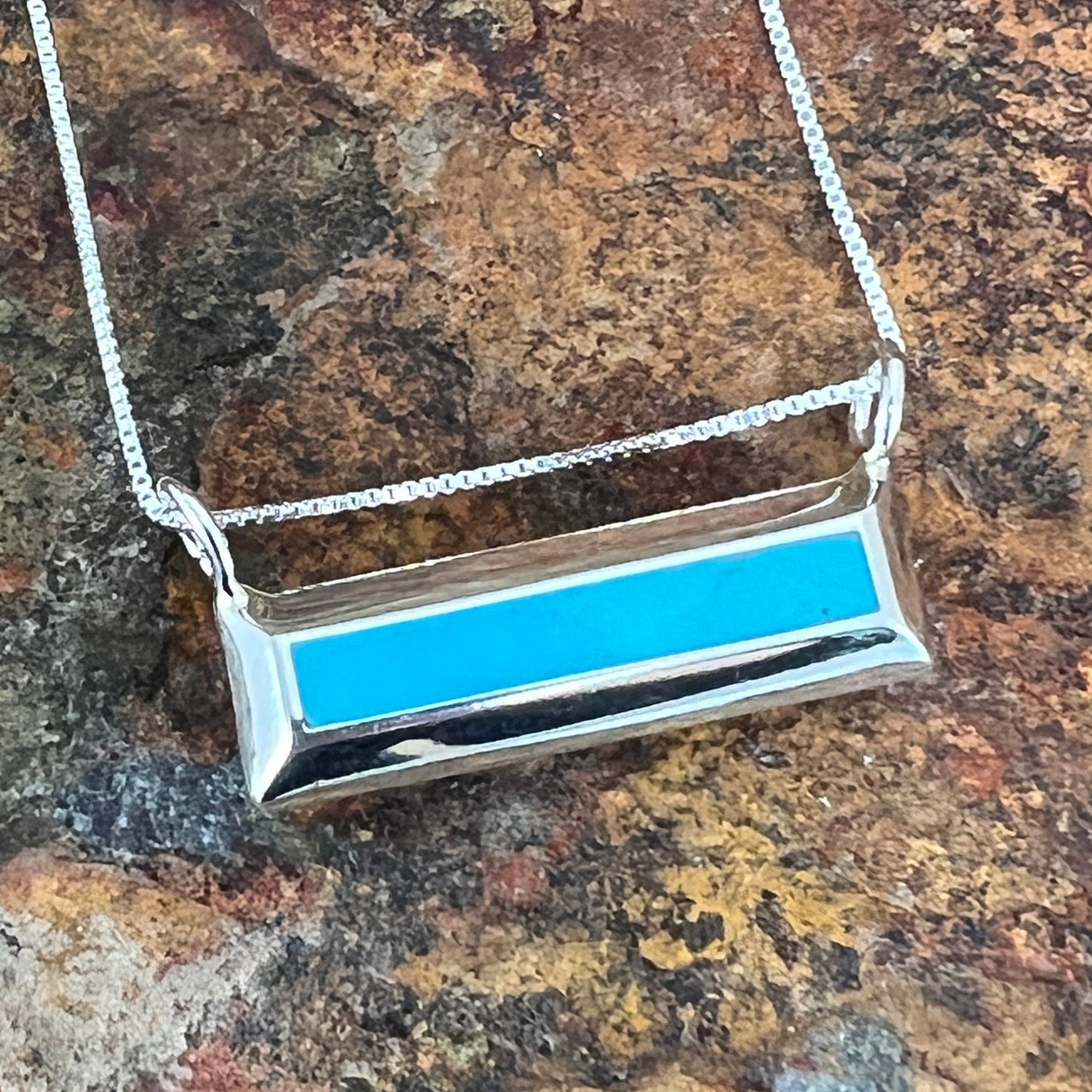 Kingman Turquoise Sterling Silver Pendant by Troy Natachu