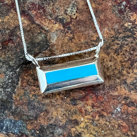 Kingman Turquoise Sterling Silver Pendant by Troy Natachu