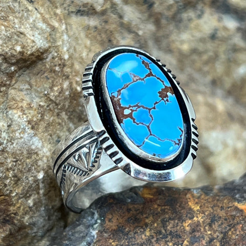 Copy of Golden Hill Turquoise Sterling Silver Ring by Wil Denetdale Size 8 Adj