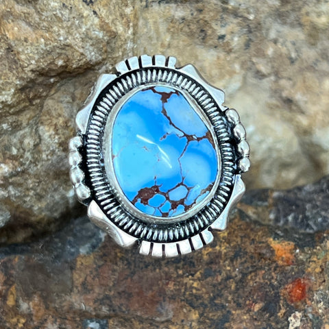 Golden Hill Turquoise Sterling Silver Ring by Wil Denetdale Size 7