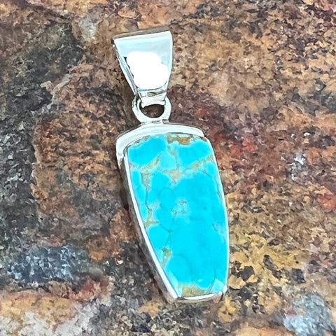 Number 8 Turquoise Sterling Silver Pendant by Cathy Webster
