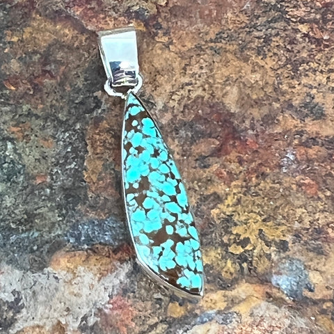 Number 8 Turquoise Sterling Silver Pendant by Sheila Martinez