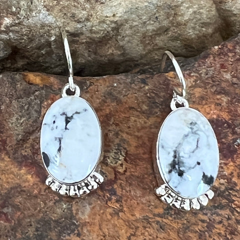 White Buffalo Sterling Silver Earrings by Cathy Webster
