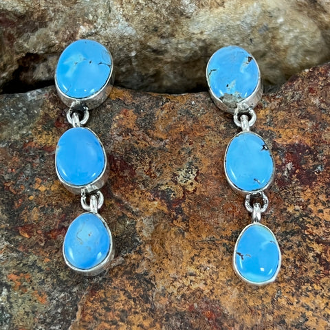 Golden Hill Turquoise Multi Stone Sterling Silver Earrings by Jacob Olascoaga