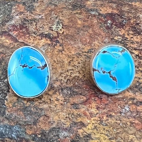 Golden Hill Turquoise Sterling Silver Earrings by Jacob Olascoaga