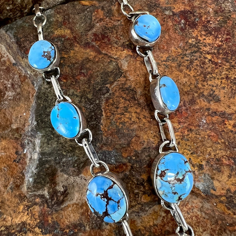 Golden Hill Turquoise Sterling Silver Multi Stone Necklace by Jacob Olascoaga