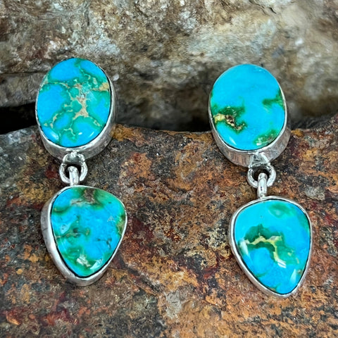 Sonoran Gold Turquoise Sterling Silver Earrings by Jacob Olascoaga