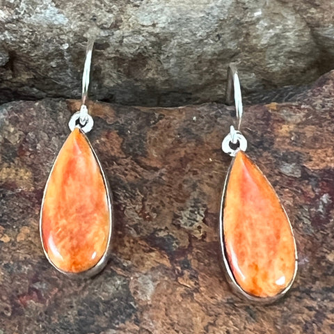 Orange Spiny Oyster Sterling Silver Earrings by Cathy Webster