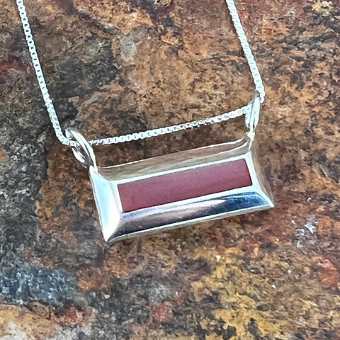 Red Coral Sterling Silver Pendant by Troy Natachu