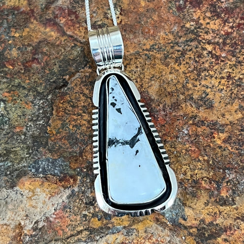 White Buffalo Sterling Silver Pendant by Wil Denetdale