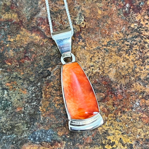 Orange Spiny Oyster Sterling Silver Pendant by Cathy Webster