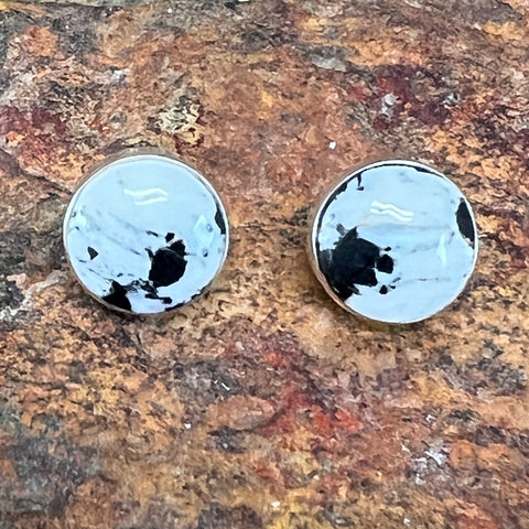 White Buffalo Sterling Silver Earrings by Elsie Armstrong