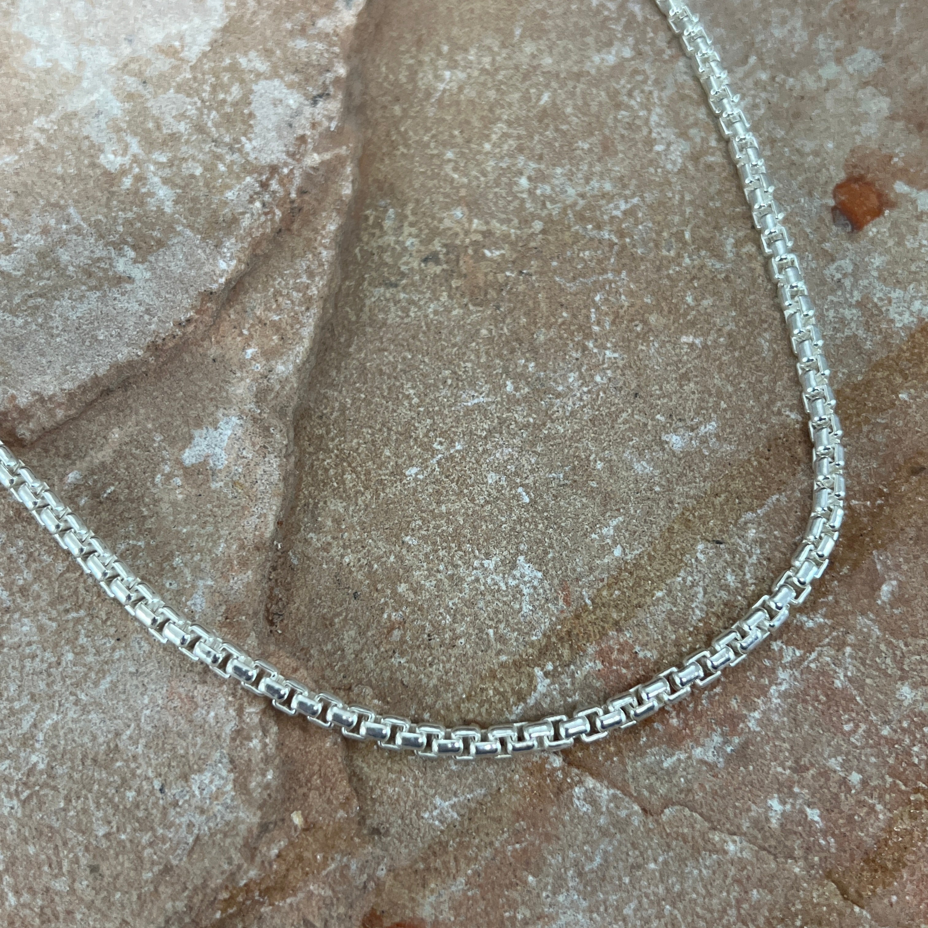 Single Strand Sterling Silver Box Chain Necklace imported by Artie