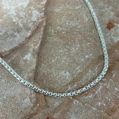 22" Single Strand Sterling Silver Box Chain Necklace by Artie Yellowhorse