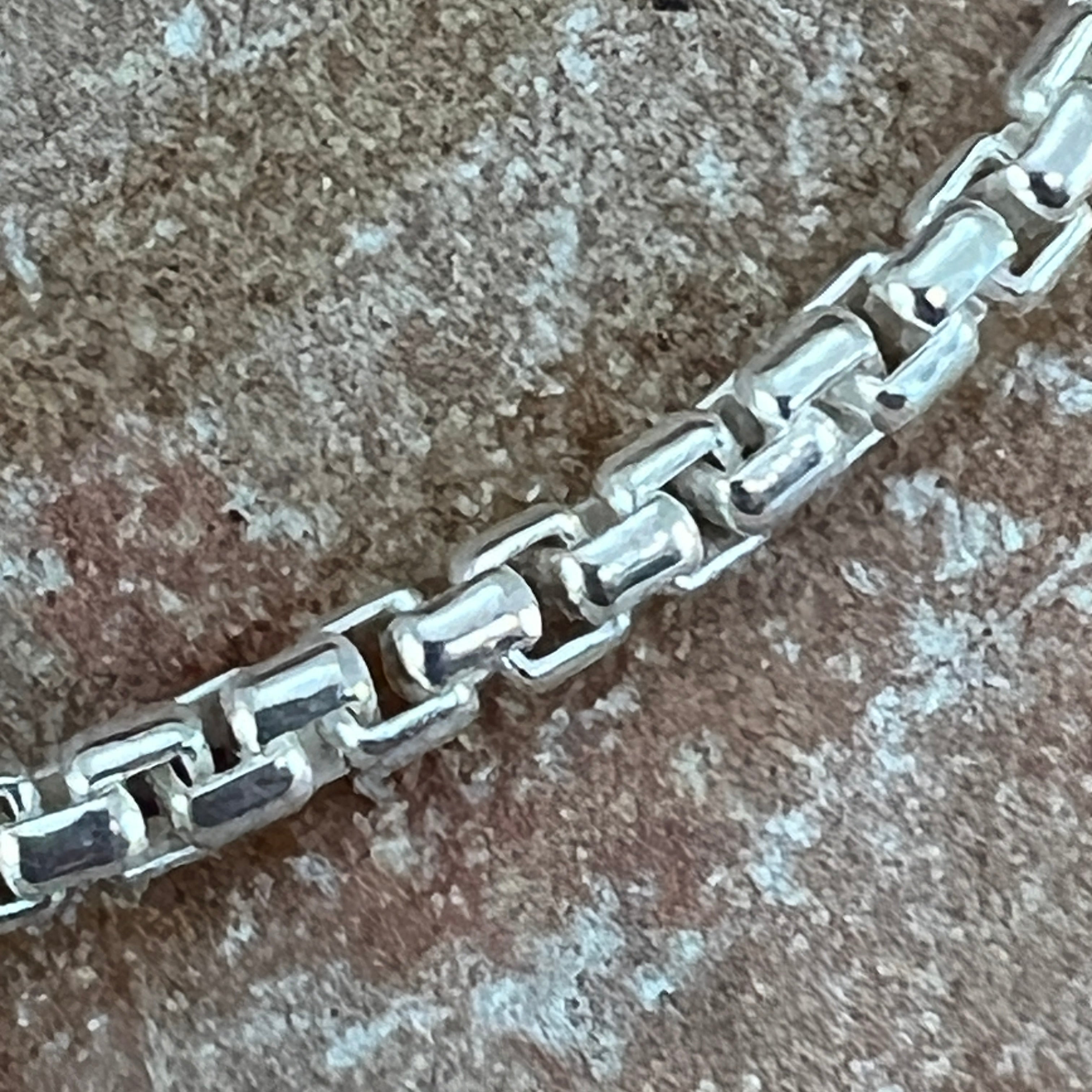 Single Strand Sterling Silver Box Chain Necklace imported by Artie
